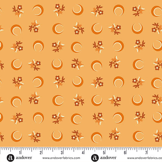 Flower Moon Orange Nightfall 44"/45" Cotton Fabric Per Yard