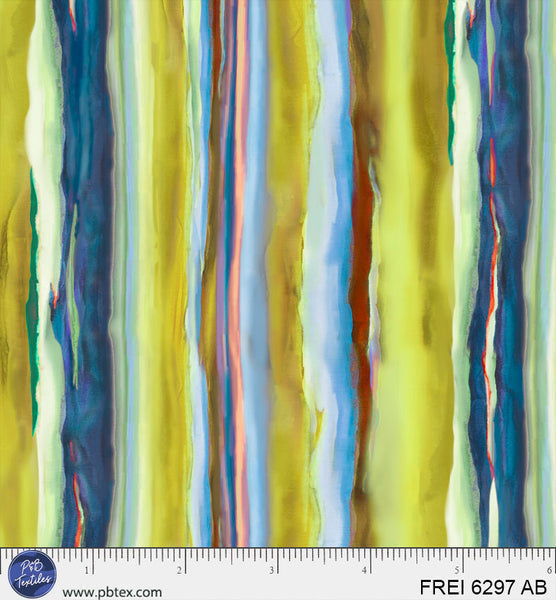 Green Free Rein Horizon Stripe 44"/45" Cotton Fabric Per Yard