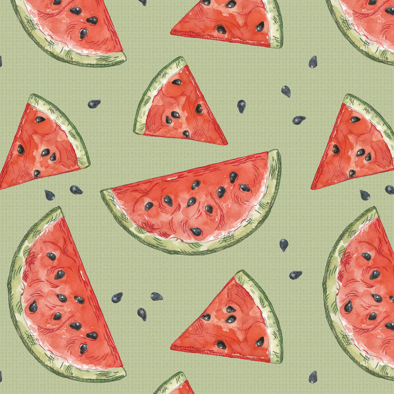Green/Red Vintage Summer 43"/44" Cotton Fabric Per Yard