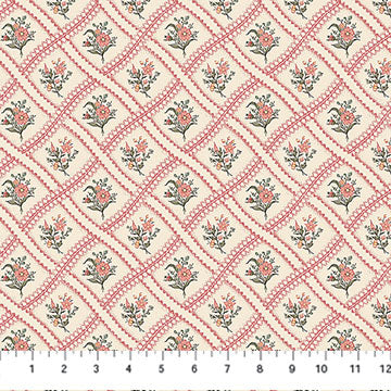 Grid Multi Cream Manoir Antiques Road Show 44"/45" Cotton Fabric Per Yard