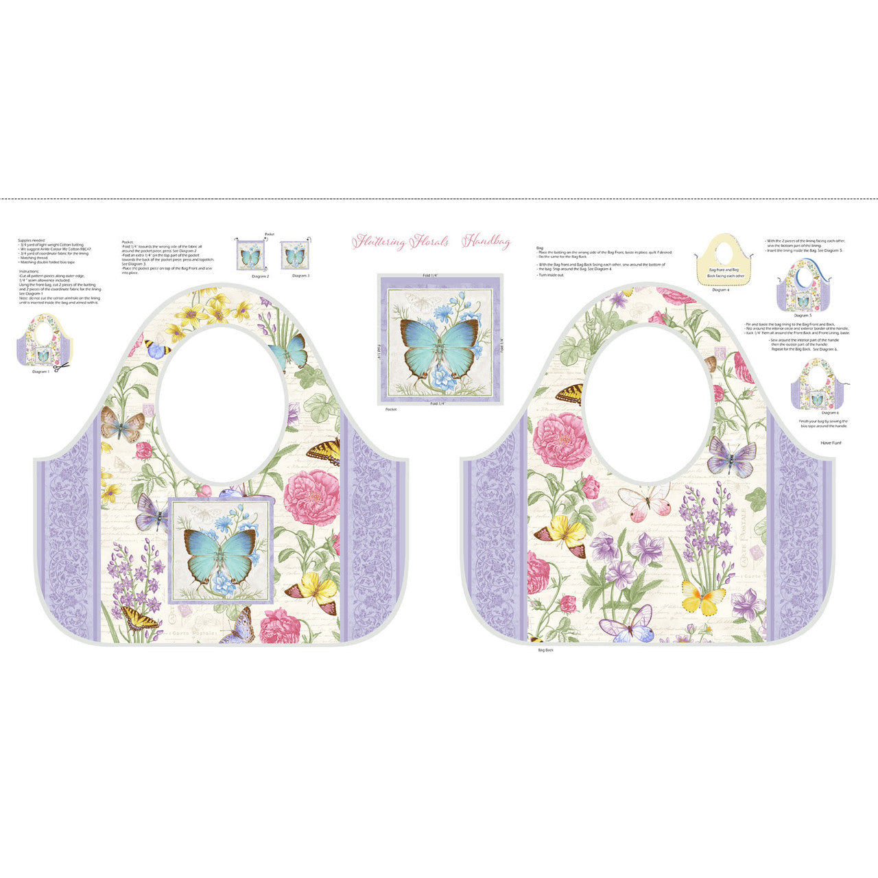 Multi Fluttering Florals Handbag Panel
