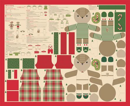 Holiday Cheer Panel Natural Reindeer Stuffies 36" x 44"