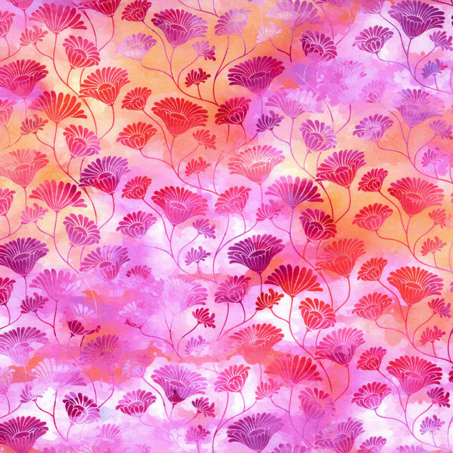 Felicity Flower Vines Orange 44"/45" Fabric per Yard