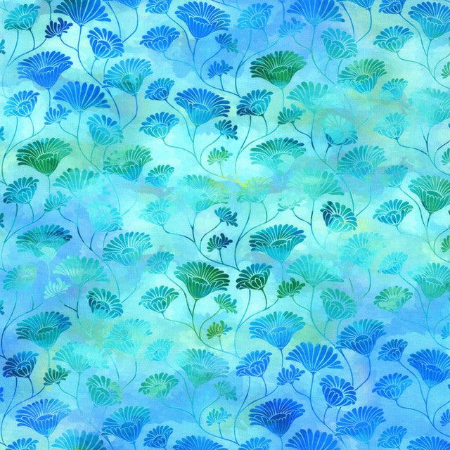 Felicity Flower Vines Blue 44"/45" Fabric per Yard