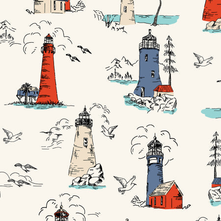 RJR Cream with Lighthouses Smooth Seas RJ2300-BR1