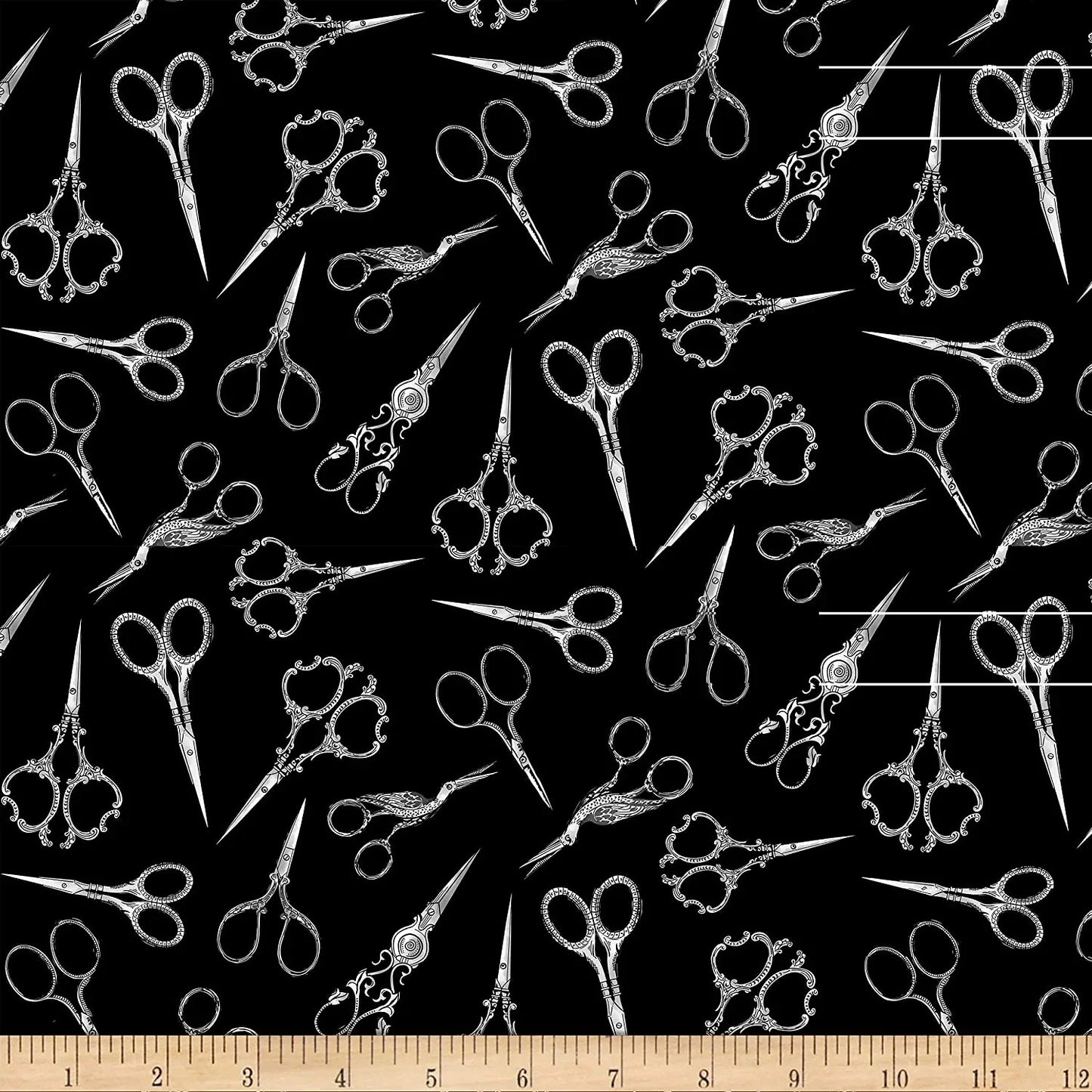 TT Black Sew Floral Tossed Fancy Scissors Black-Gail Cadden