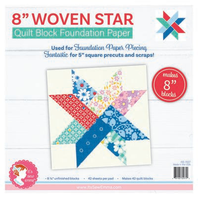8in Woven Star Quilt Block Foundation Paper (6/26)