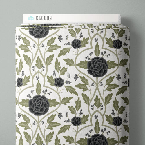 Ivory Evening Arbor 44"/45" Cotton Fabric Per Yard