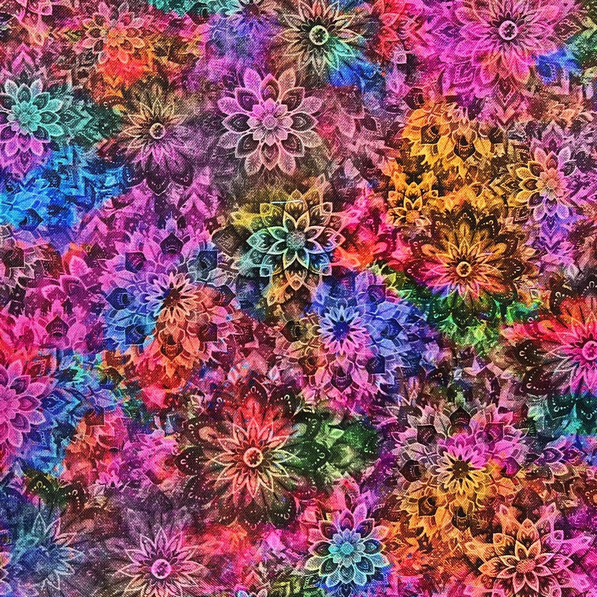 Jewel Multicolor Quilt Back - Dancin' Dahlias 108" wide Fabric per yard