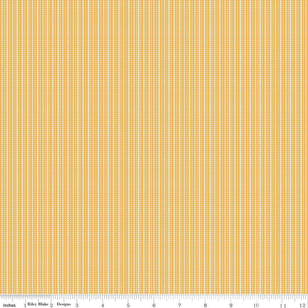 Juju's Petals Stripes Yellow Cotton 43"/44" Fabric Per Yard