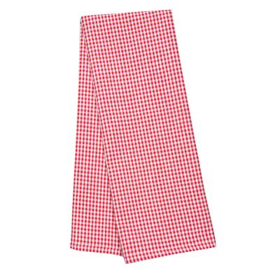 Mini Check Tea Towel Bright Red and White