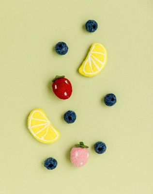 Wool Felt Lemons and Berries 10 pieces