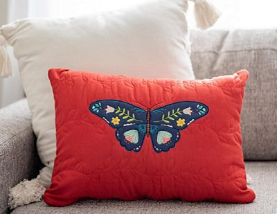 Quilted Pillow Cover Blank Rust Linen