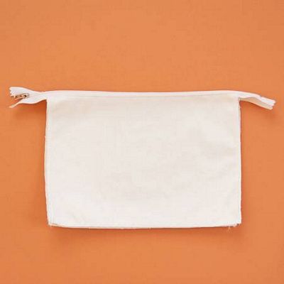 Zipper Pouch Blank, Canvas, Cream, Large