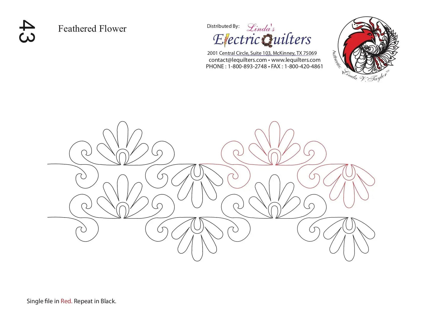 043 Feathered Flower Pantograph by Linda V. Taylor