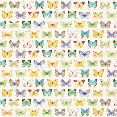 Large Butterflies - Multi Fluttering Florals Cotton 43"/44" Fabric Per Yard