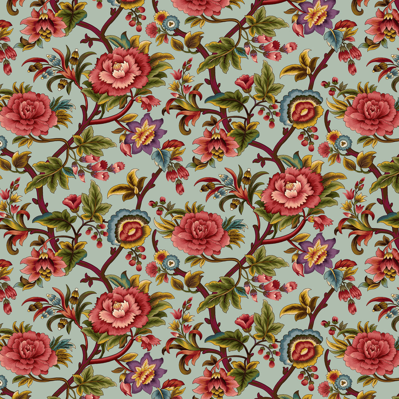 Light Teal Heligan Vine Lost Gardens of Heligan Cotton 43"/44" Fabric Per Yard