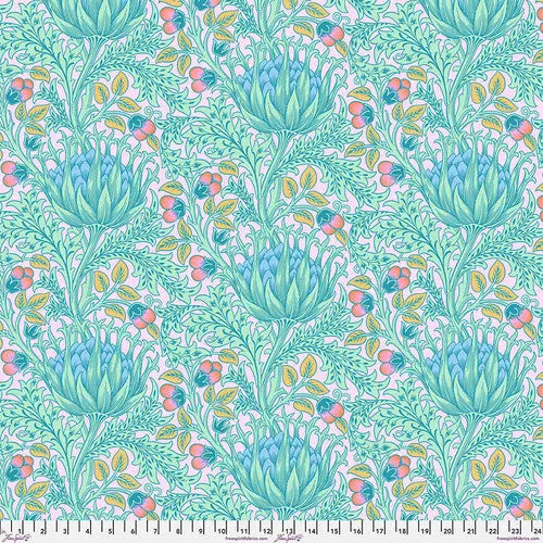 Multi Color Artichoke Lavender Cotton Wideback Fabric per yard