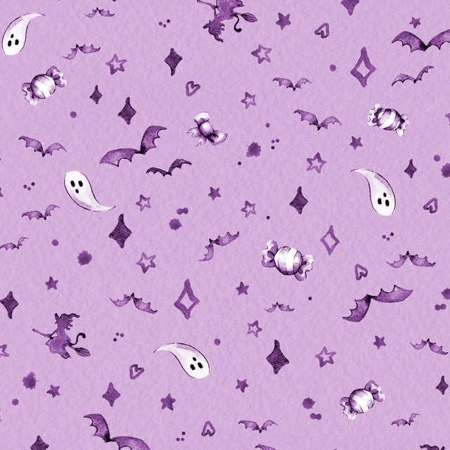 Halloween Mini Motifs Purple Cotton 44"/45" Fabric Per Yard