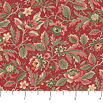 Packed Floral Multi Red Manoir Antiques Road Show 44"/45" Cotton Fabric Per Yard