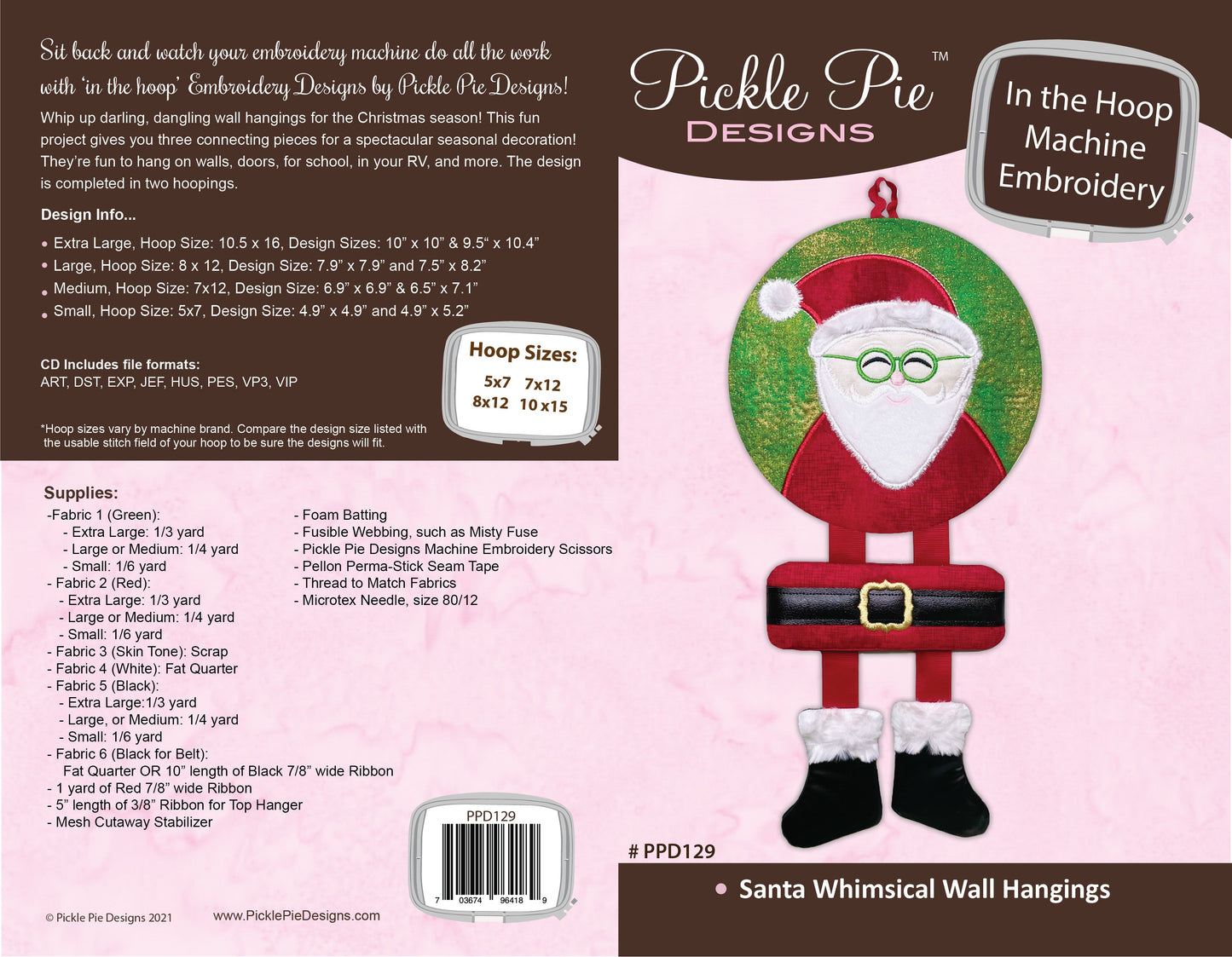 Santa Whimsical Wall Hangings In the Hoop Embroidery Design Collection