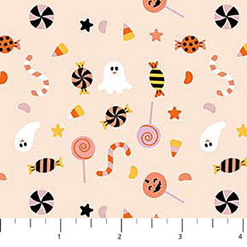 Peach Candies Sweet Treats 44"/45" Cotton Fabric Per Yard
