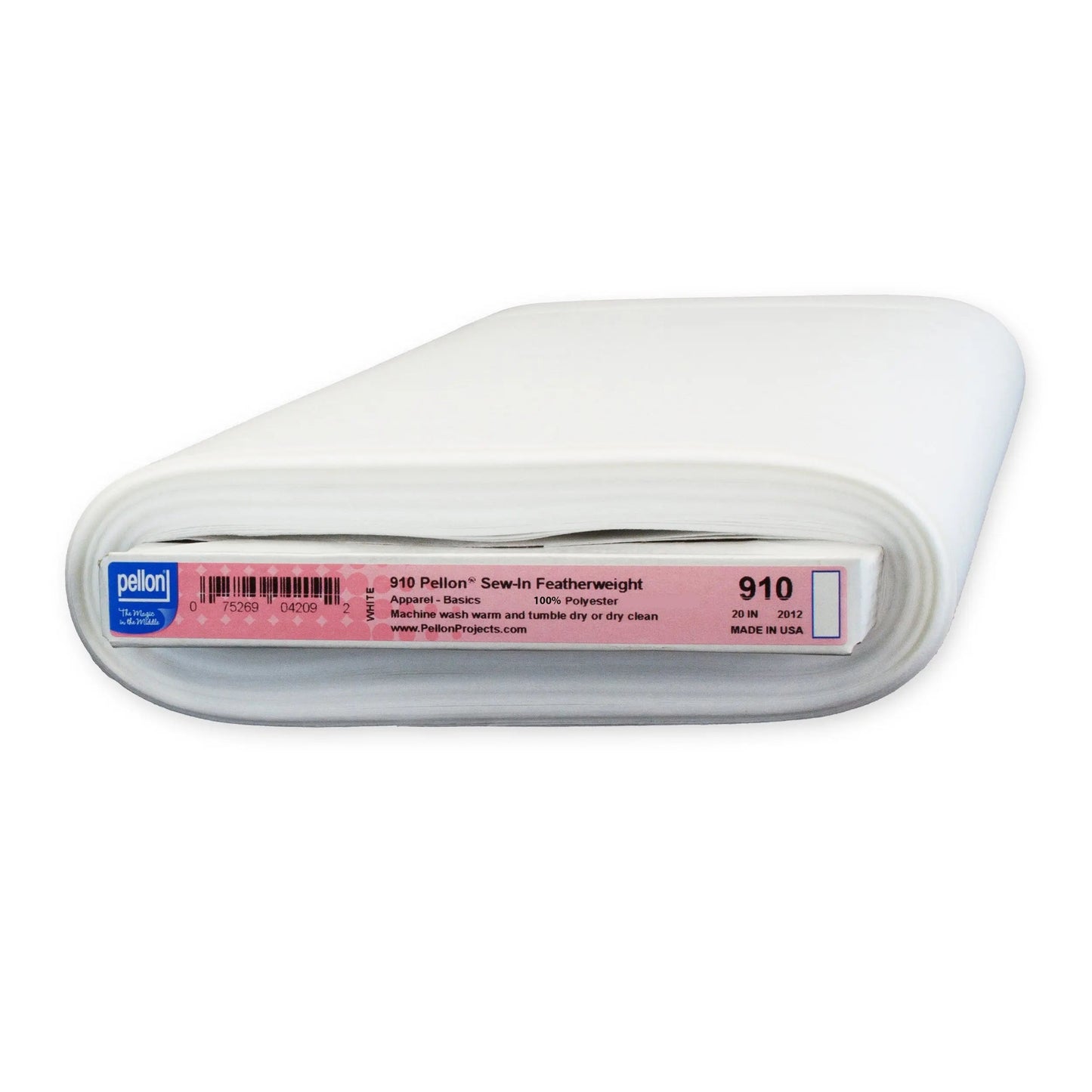 Pellon® 910 Sew-In Featherweight Interfacing 20" x 10 yards Bolt. Color: White.
