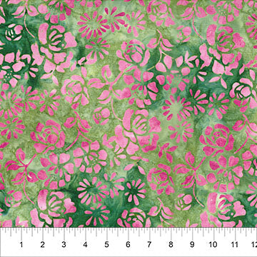 Petals Citrus Green 44"/45" Cotton Fabric Per Yard