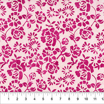 Petals Midnight Pink 44"/45" Cotton Fabric Per Yard