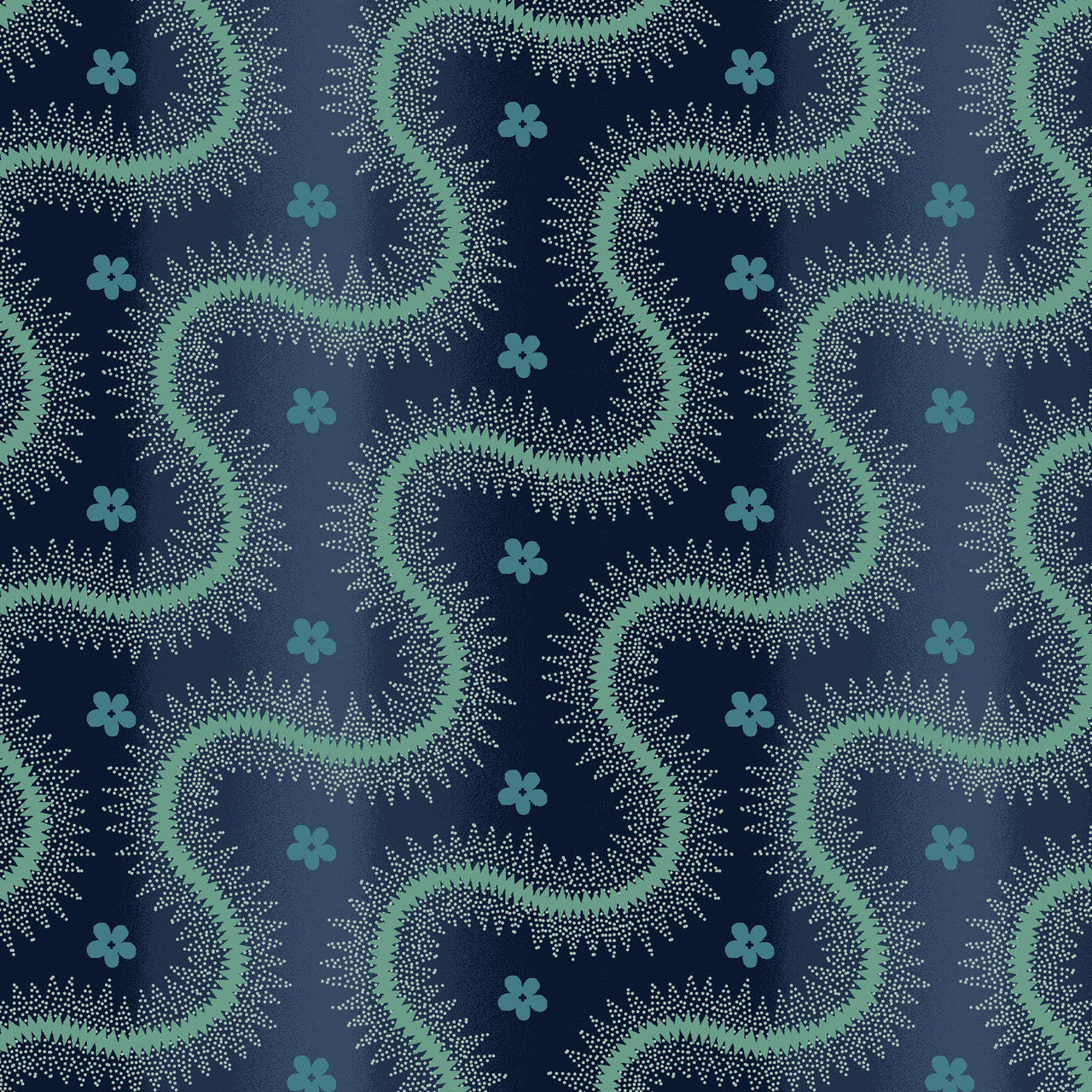 Prussian Blue Serpentine Stripe Lost Gardens of Heligan Cotton 43"/44" Fabric Per Yard