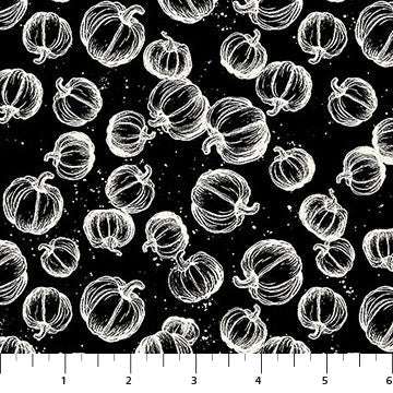 Pumpkin Toss Black 44"/45" Cotton Fabric Per Yard