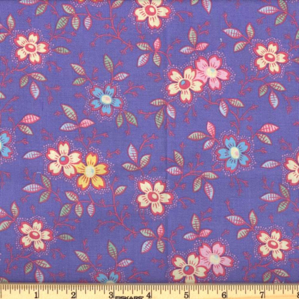 Purple Happy Floral 45" Wide Cotton Fabric Per Yard