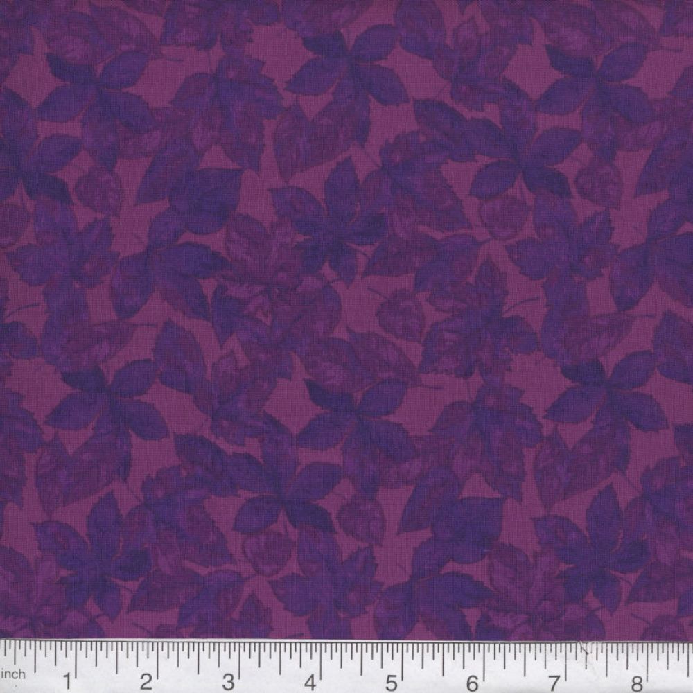 Purple Harvest Leaves 45" Wide Cotton Fabric Per Yard