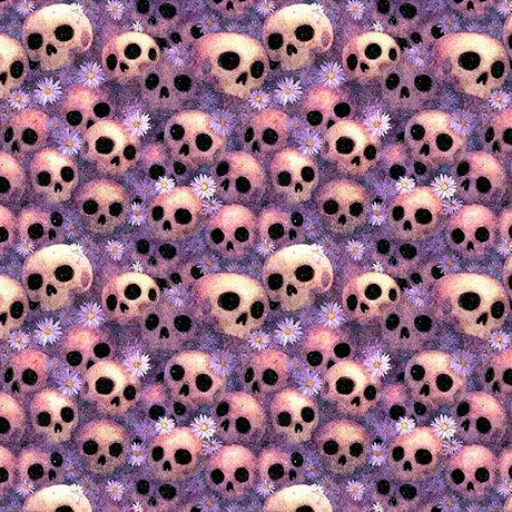 Purple Skulls Witchypoo Cotton 44"/45" Fabric Per Yard