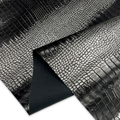 Faux Crocodile Blend - Black/Silver 18 in x 54 in
