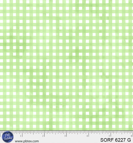 Sorbet Flannel Green Gingham Cotton 44" / 45" Fabric (1 3/4 yard pack)