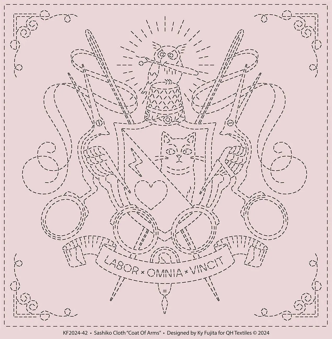 Sashiko Cloth Coat Of Arms Ash Pink