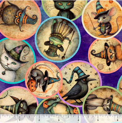 QT Animal Witches Medallions Purple - Witchypoo