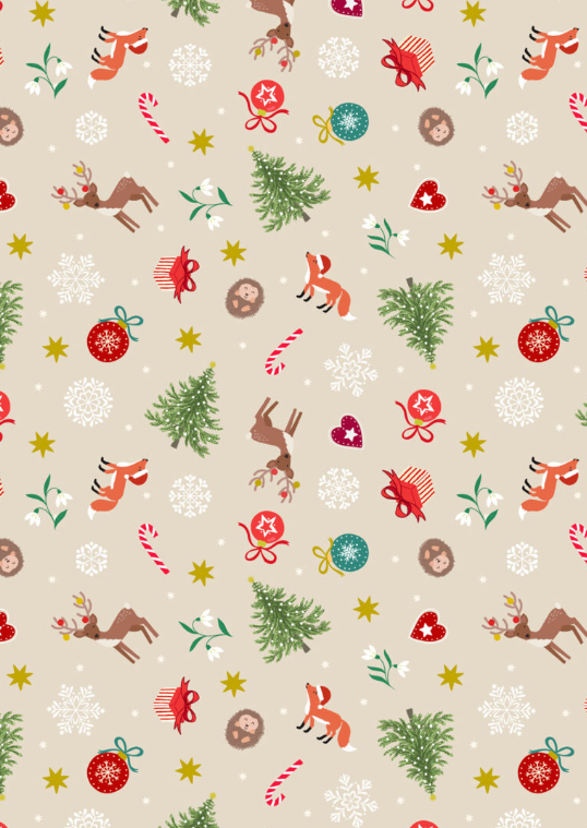 LI Scattered Festive Cream Christmas in Bluebell Wood