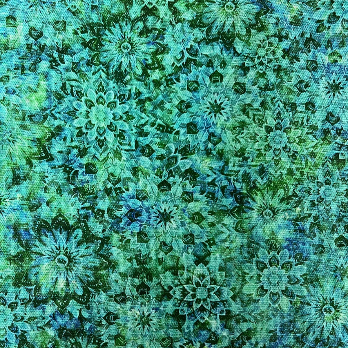 Sea Green Quilt Back - Dancin' Dahlias 108" wide Fabric per yard