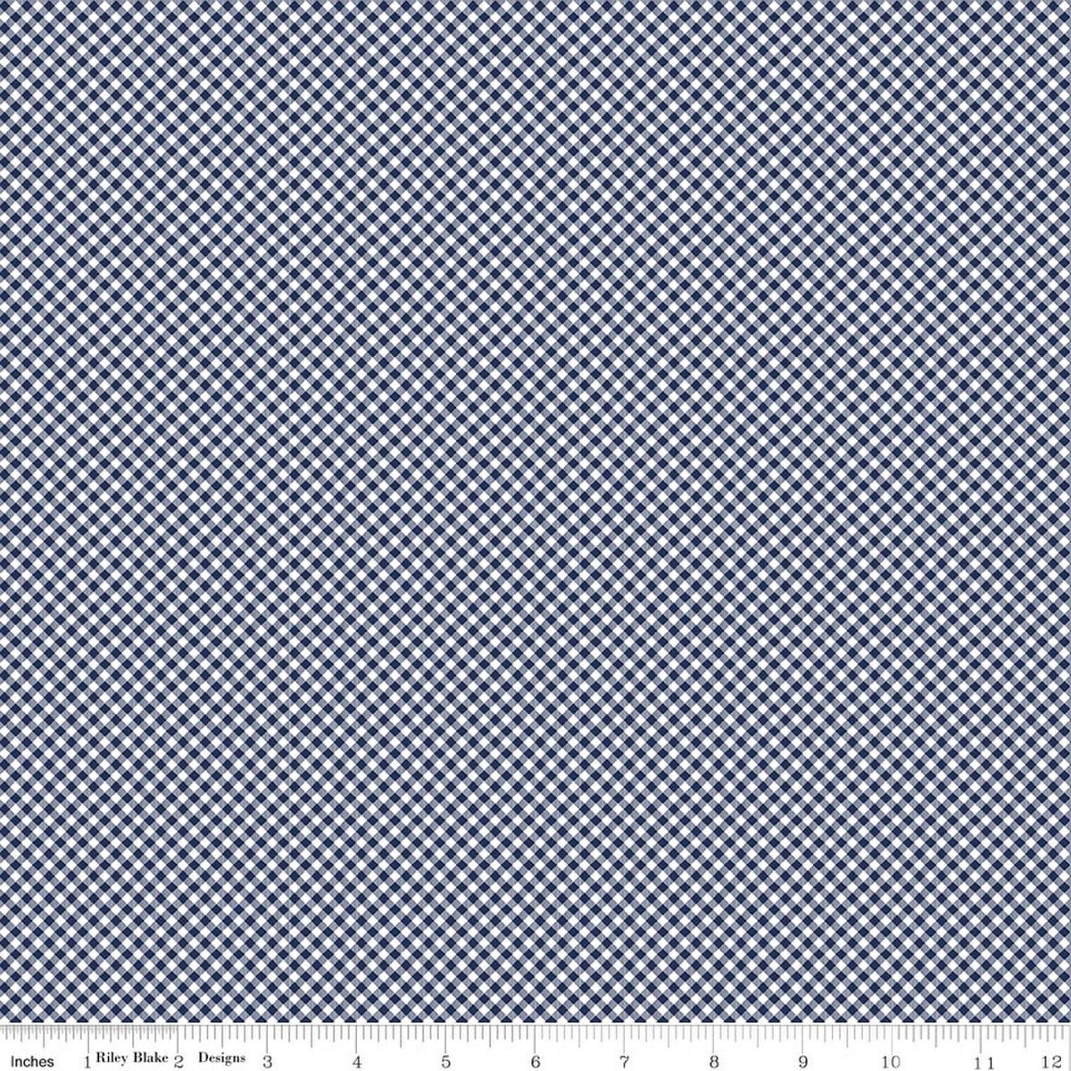 Seasonal Basics Gingham Navy 44"/45" Cotton Fabric Per Yard