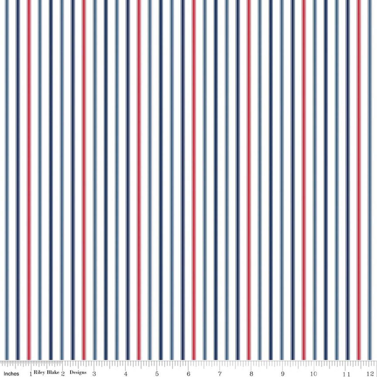 Seasonal Basics Ticking Stripe Patriotic 44"/45" Cotton Fabric Per Yard