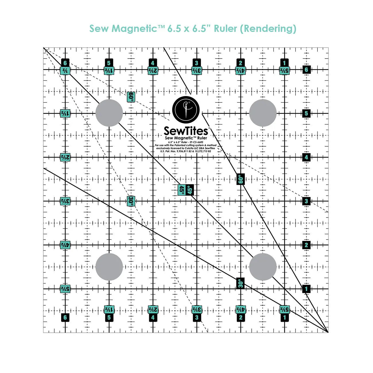 Sew Magnetic 6-1/2in x 6-1/2in Ruler - Right-Handed