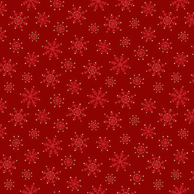 Snowflakes Metallic Red Merry Mix 43"/44" Cotton Fabric Per Yard