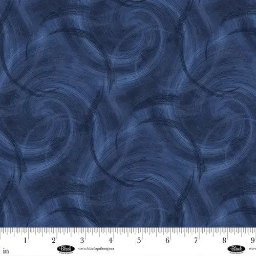 Spin Flannel 108" Satin Moon Designs Navy Cotton Wideback Fabric per yard
