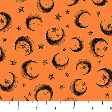 Stars Orange 44"/45" Cotton Fabric Per Yard