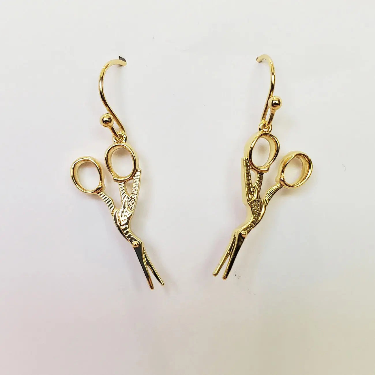 Stork Scissor Drop Earring Gold