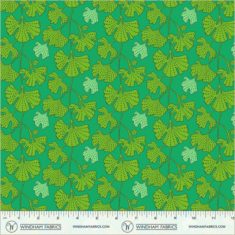 Sunshine Ginkgo Kelly High Density Cotton 44"/45" Fabric Per Yard