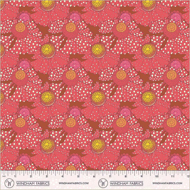 Sunshine Polka flower Crimson High Density Cotton 44"/45" Fabric Per Yard