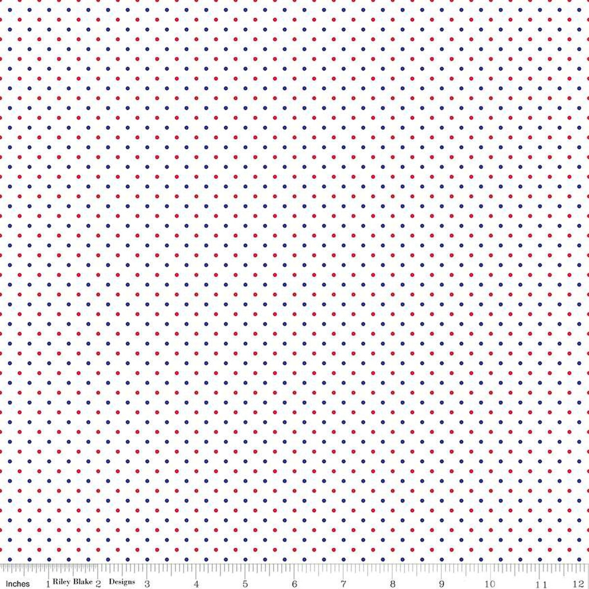 Swiss Dot On White Patriotic 44"/45" Cotton Fabric Per Yard